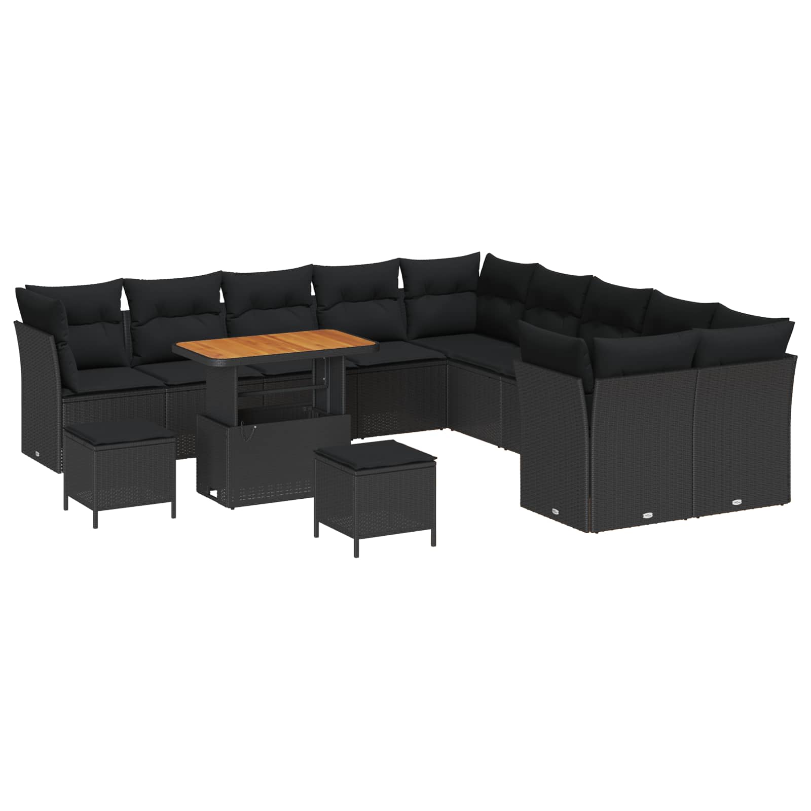 Gartensofa-set 13 pcs Schwarz Poly-Rattan