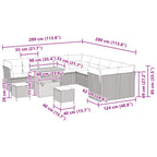 Gartensofa-set 13 pcs Schwarz Poly-Rattan