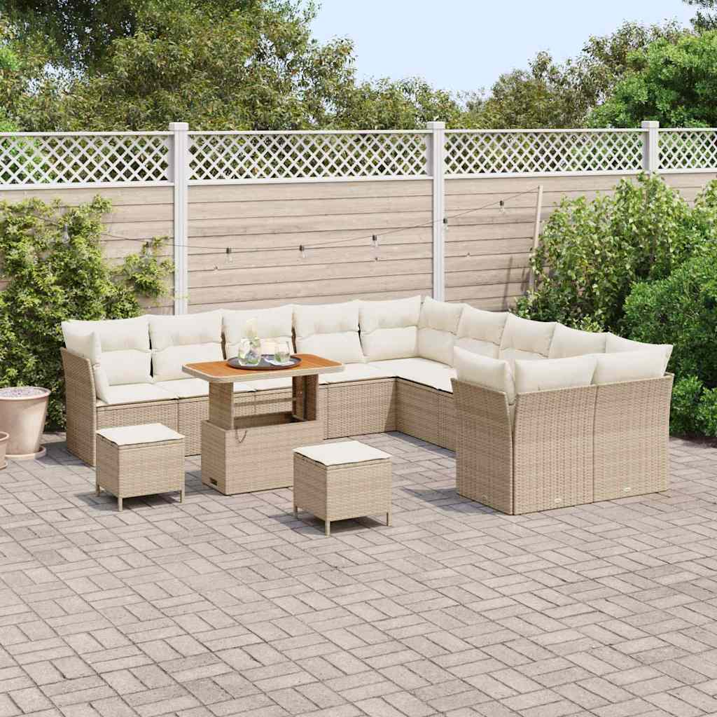 Gartensofa-set 13 pcs Beige Poly-Rattan