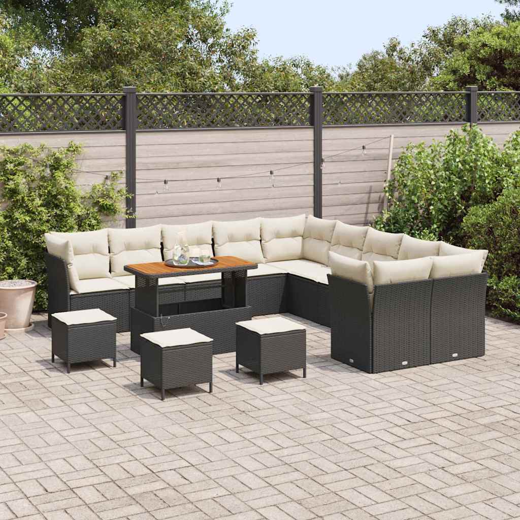 Gartensofa-set 14 pcs Schwarz Poly-Rattan