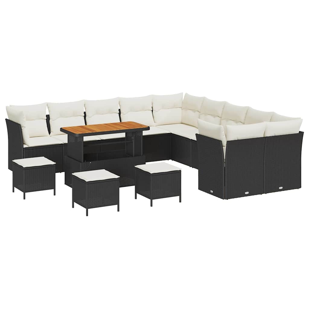 Gartensofa-set 14 pcs Schwarz Poly-Rattan