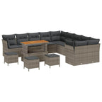 Gartensofa-set 14 pcs Grau Poly-Rattan