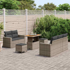 Gartensofa-set mit Kissen 8 pcs Grau Poly-Rattan