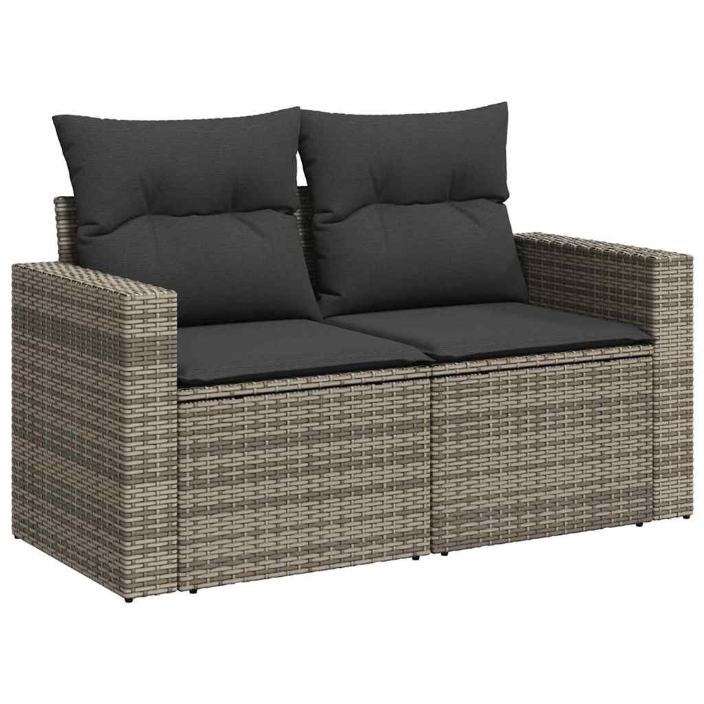 Garten-Sofa-Set 9 pcs Grau Poly-Rattan
