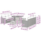 Garten-Sofa-Set 9 pcs Grau Poly-Rattan