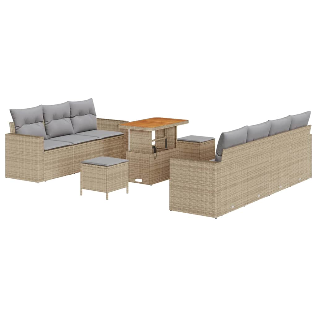 Garten-Sofa-Set 10 pcs Beige Poly-Rattan