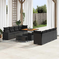 Gartensofa-set 11 pcs Schwarz Poly-Rattan