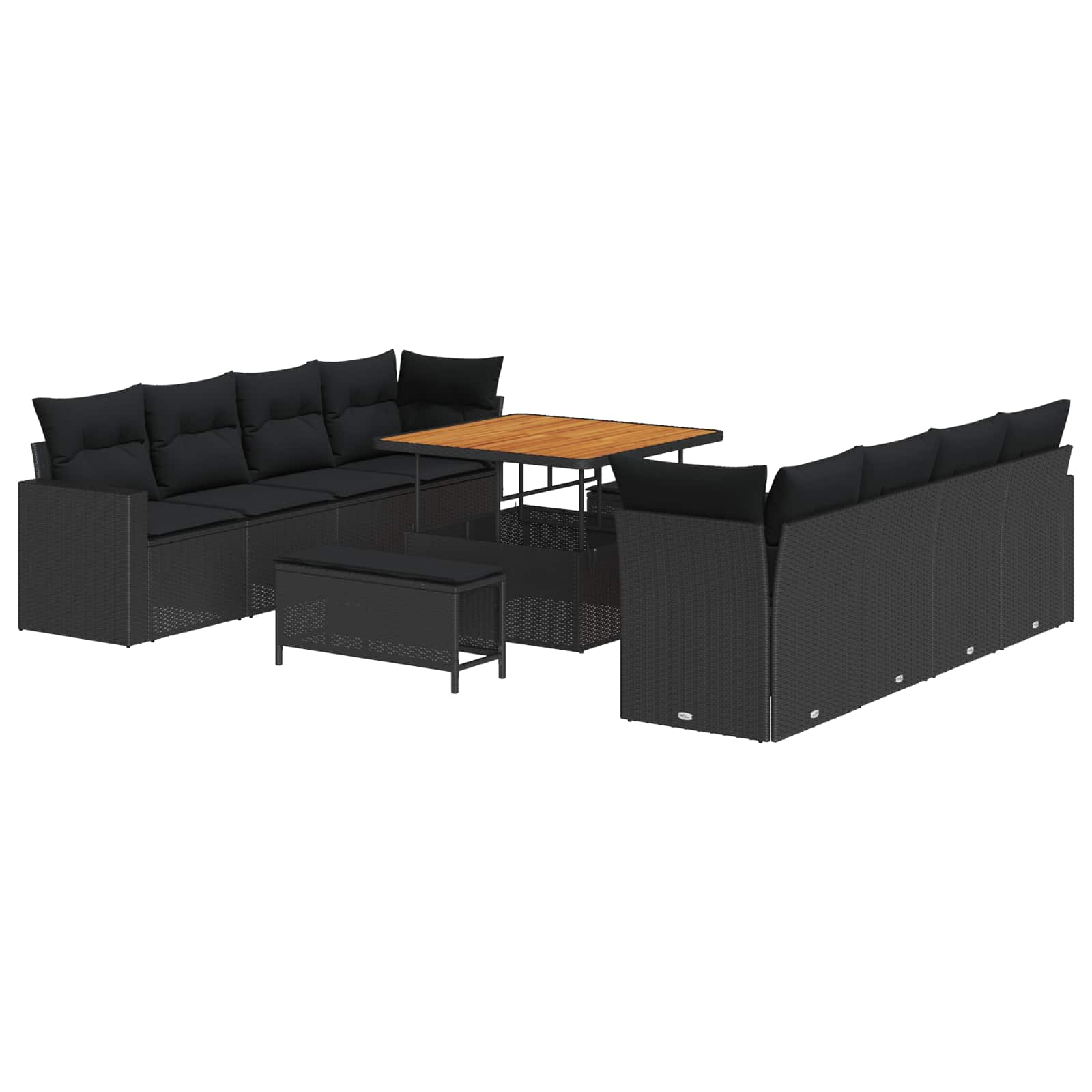 Gartensofa-set 11 pcs Schwarz Poly-Rattan