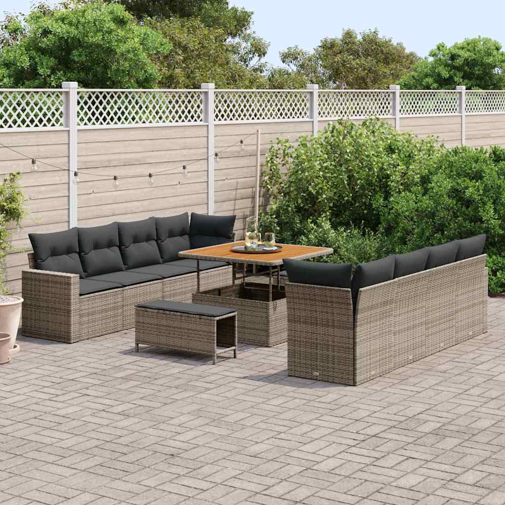 Gartensofa-set 11 pcs Grau Poly-Rattan