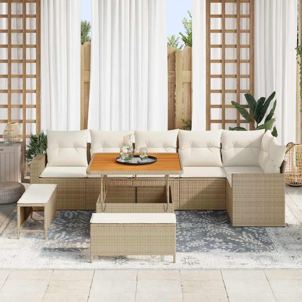 Gartensofa-set 9 pcs Beige Poly-Rattan