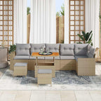 Gartensofa-set 9 pcs Beige Poly-Rattan