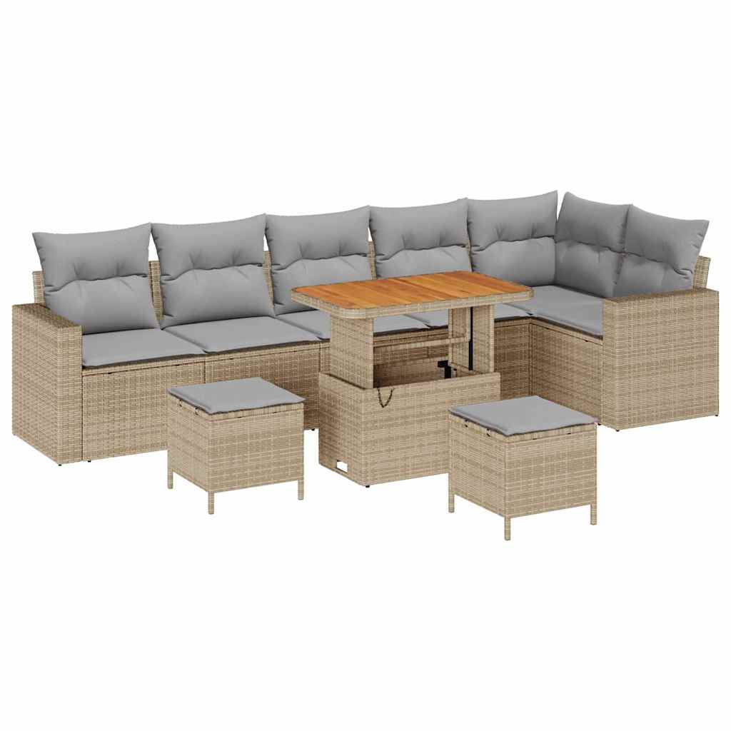 Gartensofa-set 9 pcs Beige Poly-Rattan