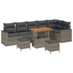 Gartensofa-set 9 pcs Grau Poly-Rattan