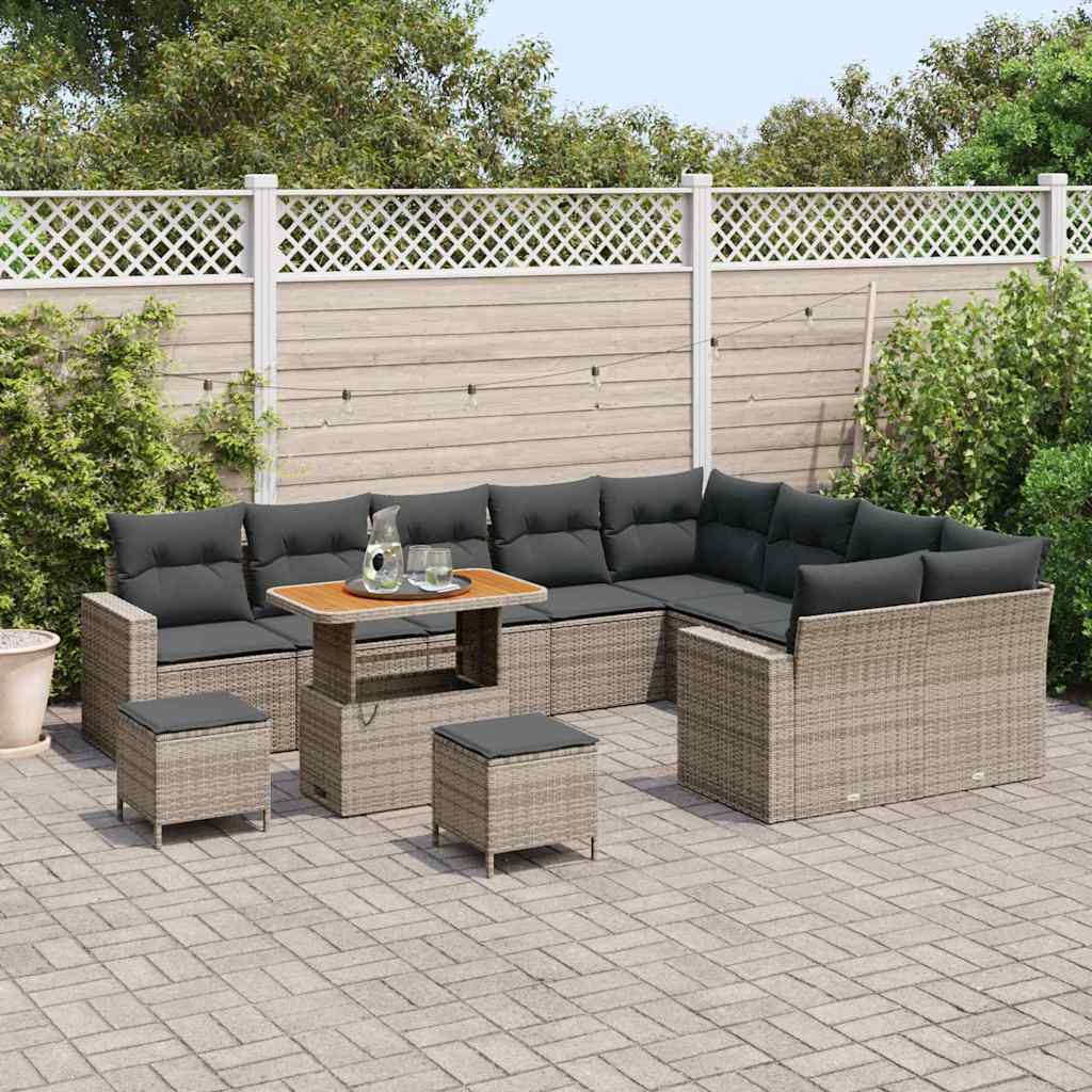 Gartensofa-set 12 pcs Grau Poly-Rattan