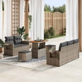 Gartensofa-set mit Kissen 8 pcs Grau Poly-Rattan