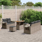 Gartensofa-set mit Kissen 8 pcs Grau Poly-Rattan
