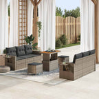 Gartensofa-set mit Kissen 9 pcs Grau Poly-Rattan