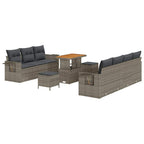 Garten-Sofa-Set 10 pcs Grau Poly-Rattan