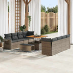 Garten-Sofa-Set mit Speicher 11 pcs Grau Poly Rattan