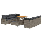 Garten-Sofa-Set mit Speicher 11 pcs Grau Poly Rattan