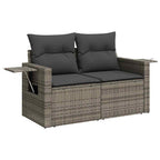 Garten-Sofa-Set mit Speicher 11 pcs Grau Poly Rattan