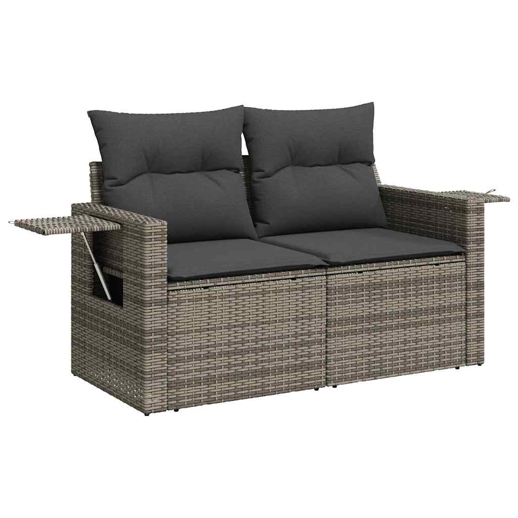 Garten-Sofa-Set mit Speicher 11 pcs Grau Poly Rattan