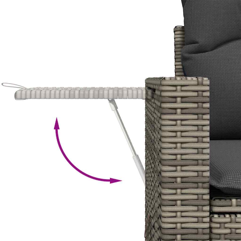 Garten-Sofa-Set mit Speicher 11 pcs Grau Poly Rattan