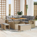 Gartensofa-set mit Kissen 8 pcs Beige Poly-Rattan