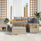 Gartensofa-set mit Kissen 8 pcs Beige Poly-Rattan