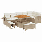 Gartensofa-set 9 pcs Beige Poly-Rattan