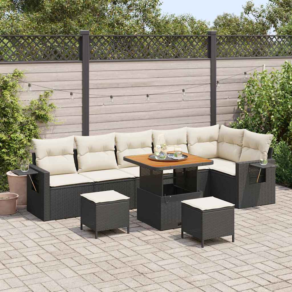Gartensofa-set 9 pcs Schwarz Poly-Rattan