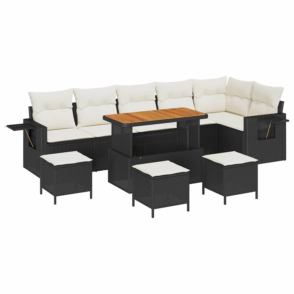 Gartensofa-set 10 pcs Schwarz Poly-Rattan