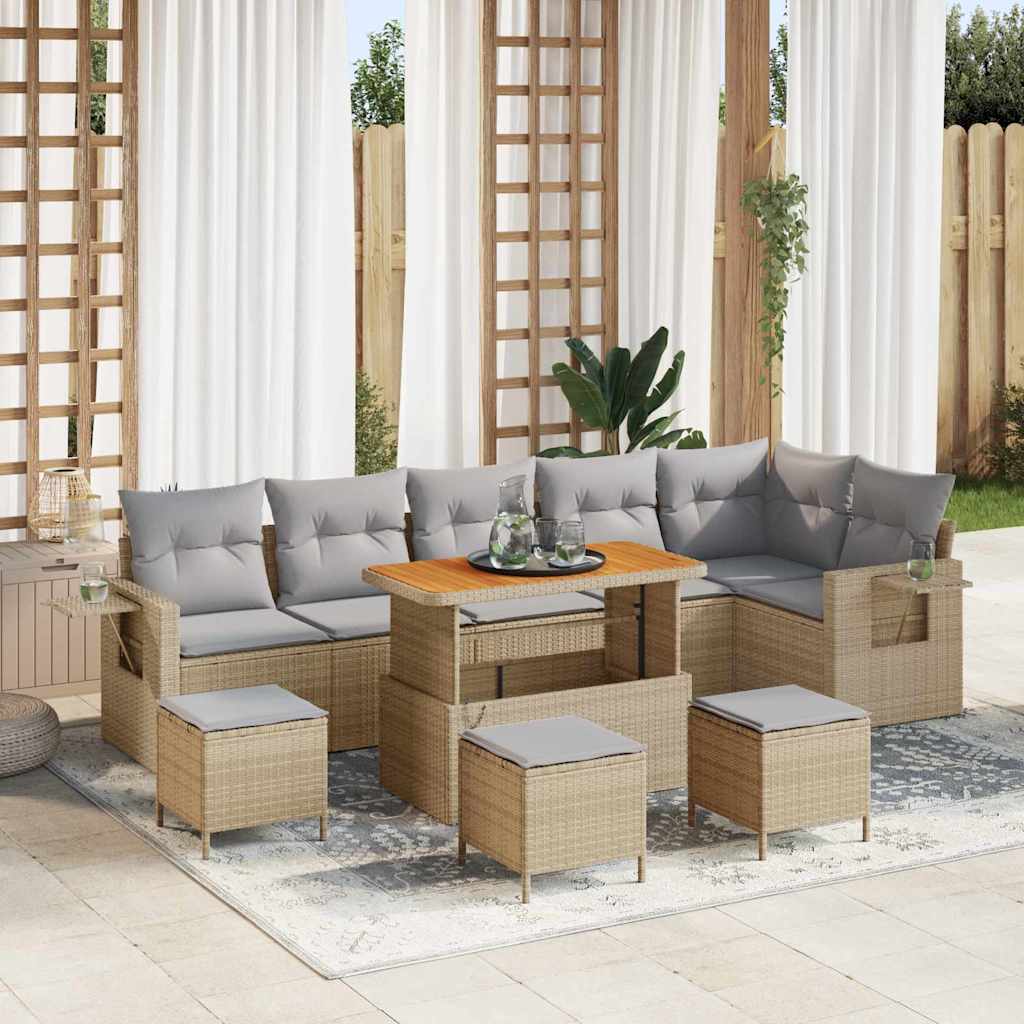 Gartensofa-set 10 pcs Beige Poly-Rattan