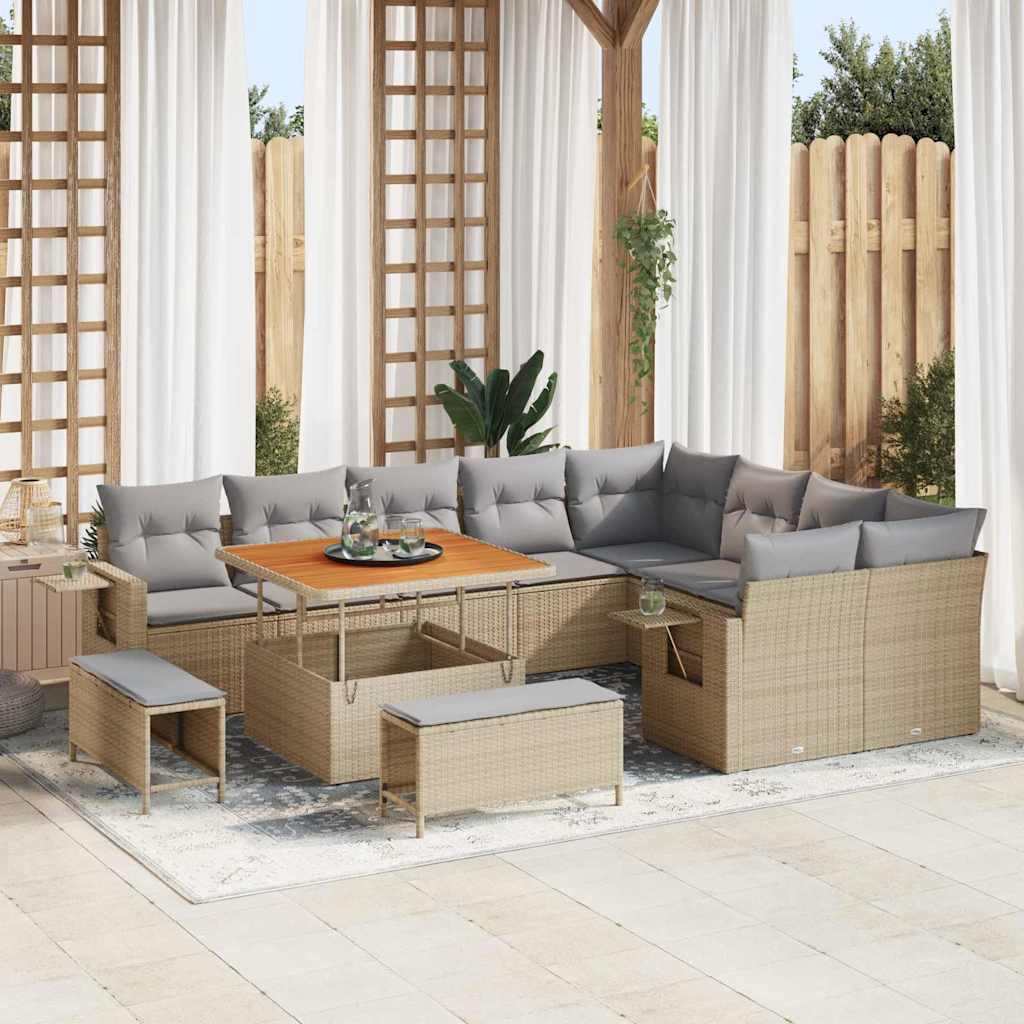 Gartensofa-set 12 pcs Beige Poly-Rattan