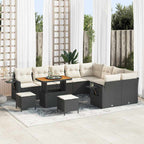 Gartensofa-set 12 pcs Schwarz Poly-Rattan