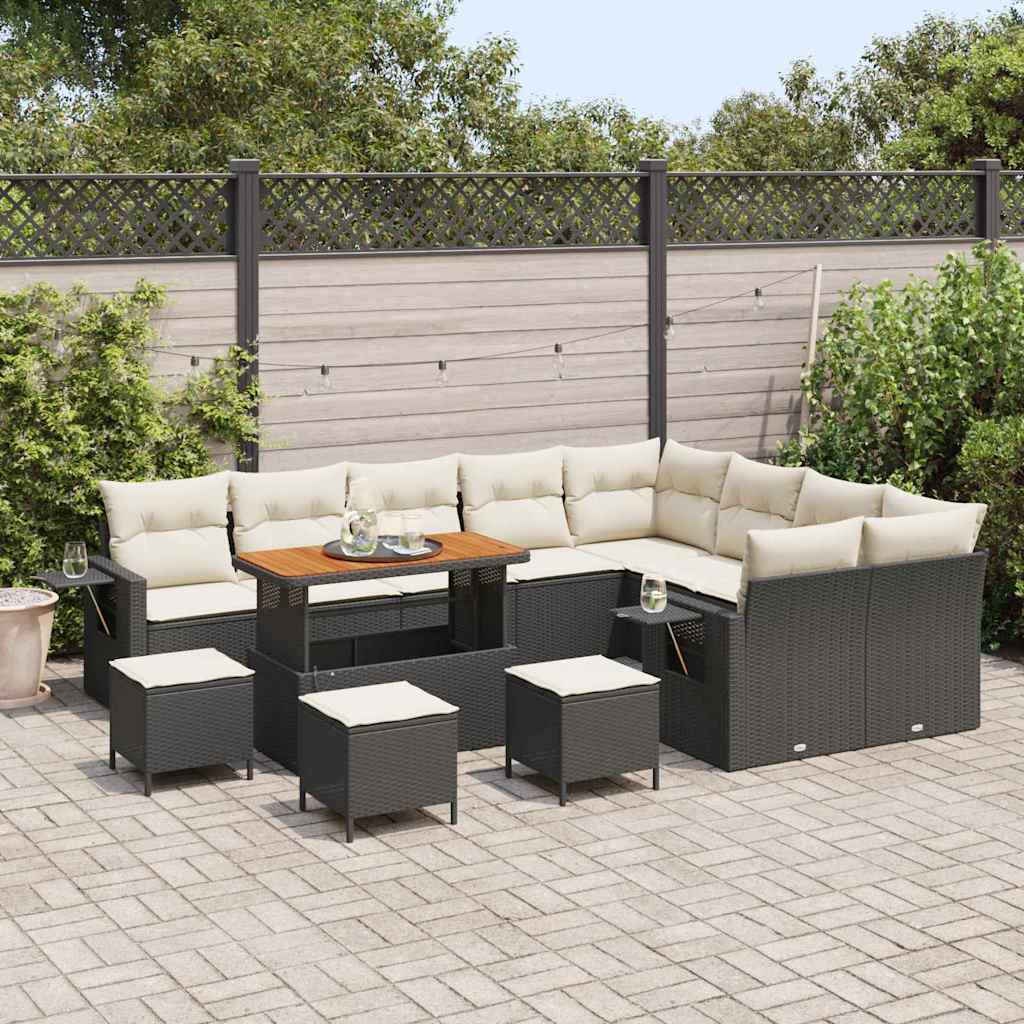 Gartensofa-set 13 pcs Schwarz Poly-Rattan