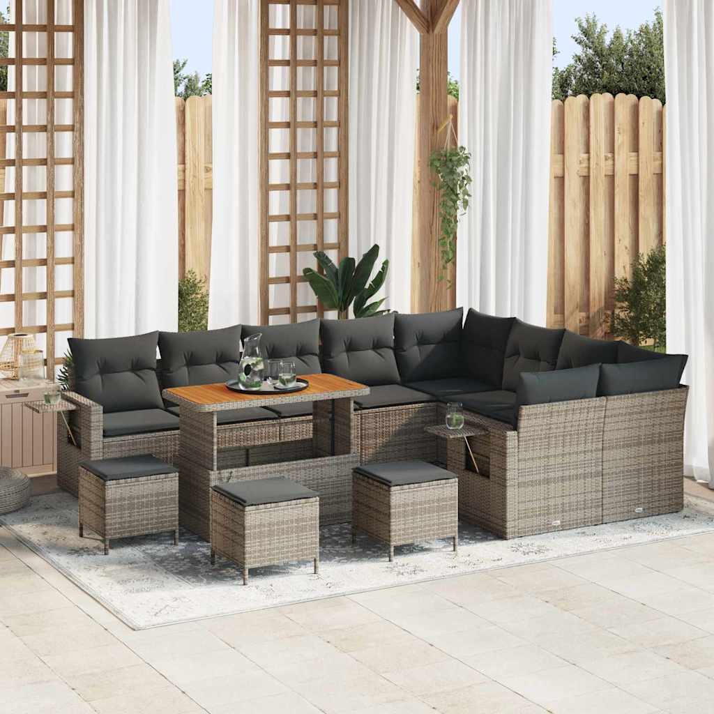 Gartensofa-set 13 pcs Grau Poly-Rattan