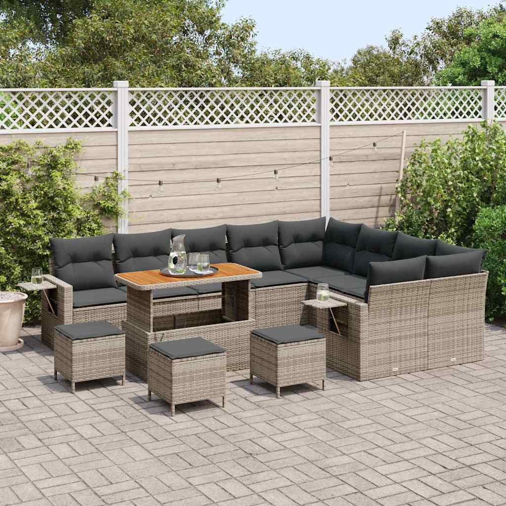 Gartensofa-set 13 pcs Grau Poly-Rattan