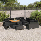Gartensofa-set 13 pcs Schwarz Poly-Rattan