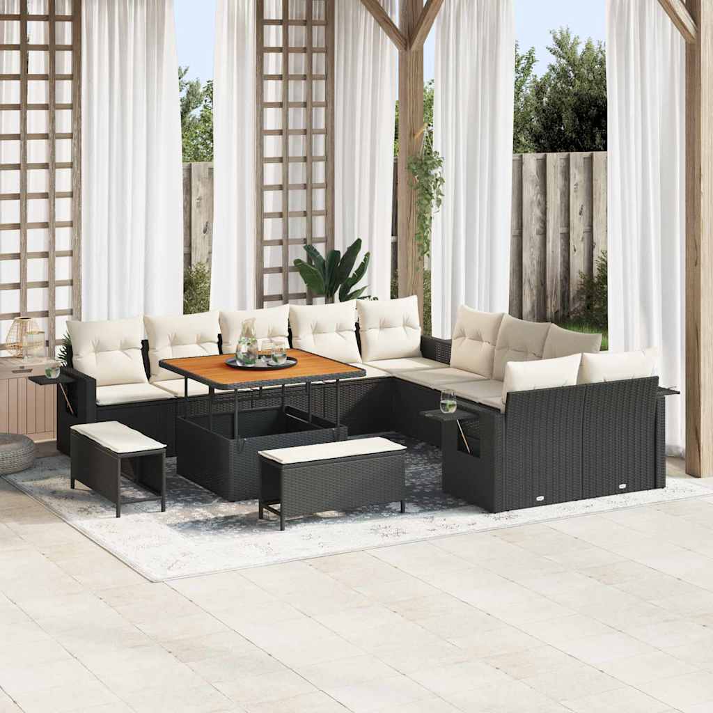 Gartensofa-set 13 pcs Schwarz Poly-Rattan