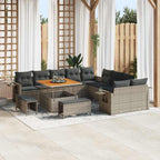 Gartensofa-set 13 pcs Grau Poly-Rattan