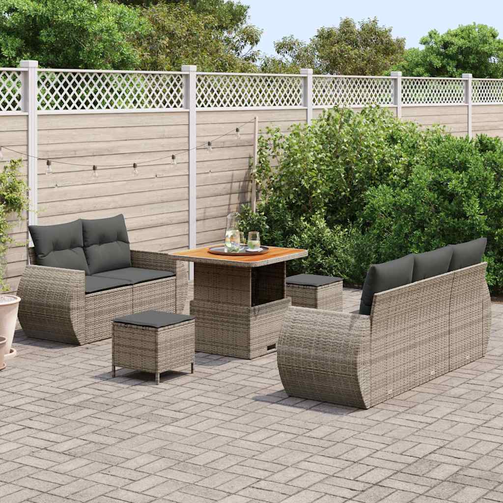 Gartensofa-set 8 pcs Grau Poly-Rattan