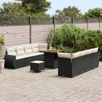 Gartensofa-set mit Kissen 11 pcs Schwarz Poly-Rattan