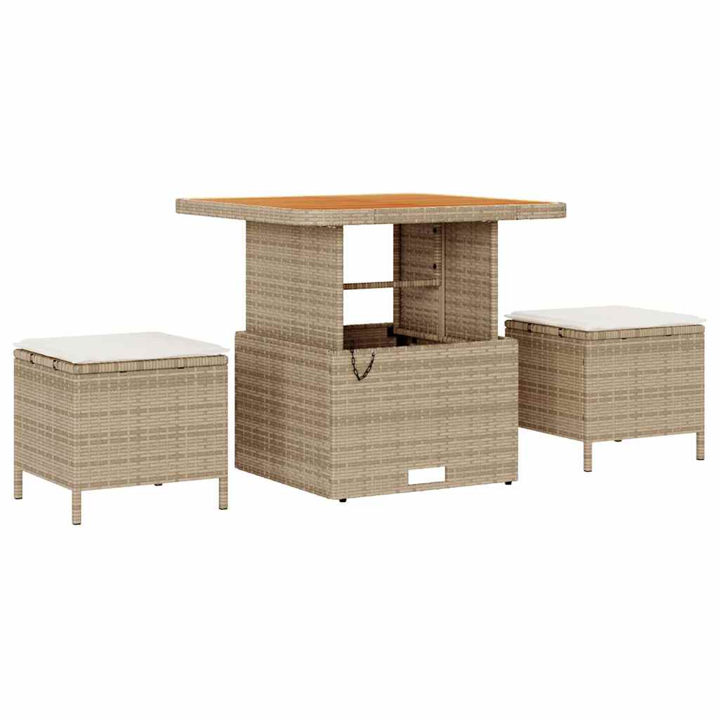 Gartensofa-set mit Kissen mit Speicher 11 pcs Beige Poly-Rattan