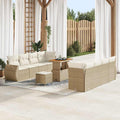 Gartensofa-set mit Kissen mit Speicher 11 pcs Beige Poly-Rattan