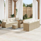 Gartensofa-set mit Kissen mit Speicher 11 pcs Beige Poly-Rattan