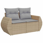Gartensofa-set mit Kissen mit Speicher 11 pcs Beige Poly-Rattan