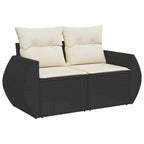 Gartensofa-set mit Kissen 11 pcs Schwarz Poly-Rattan