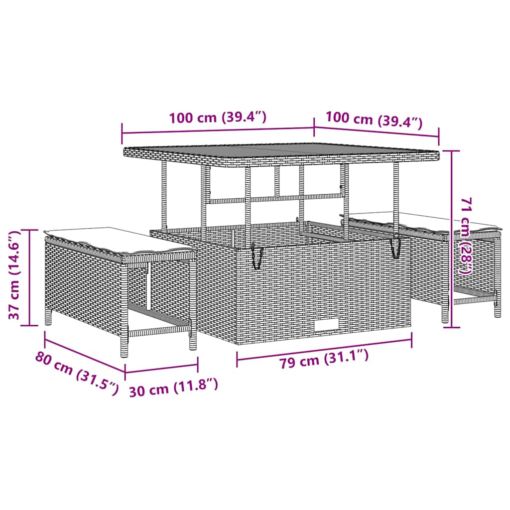 Gartensofa-set mit Kissen 11 pcs Schwarz Poly-Rattan