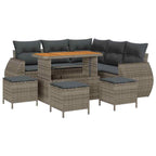 Gartensofa-set 9 pcs Grau Poly-Rattan